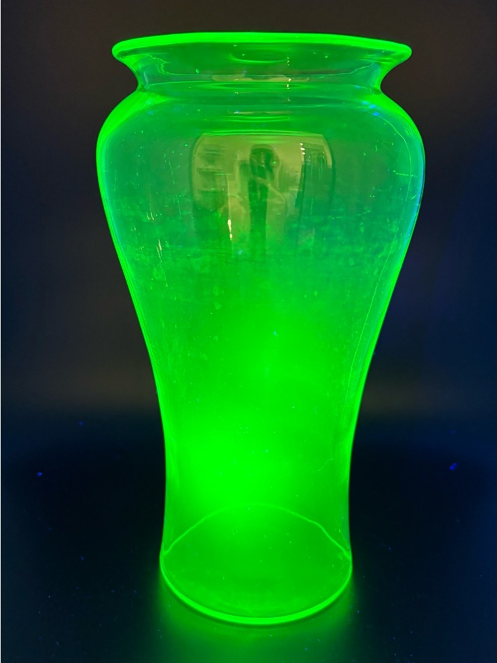 Vibrant Uranium Glass Vase 9”